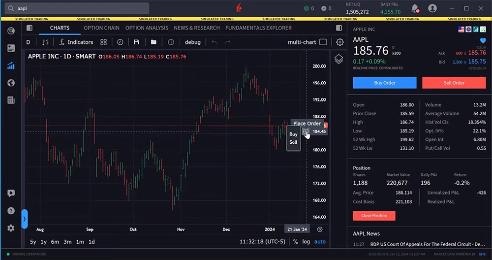 Interactive Brokers Desktop Interface