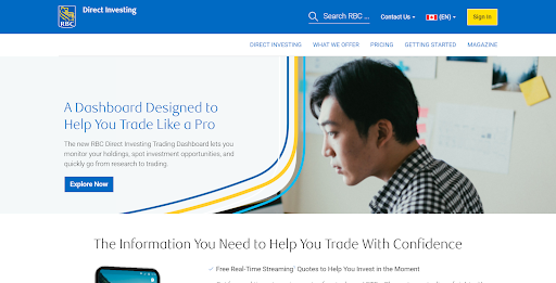 RBC Direct Investing Desktop Interface