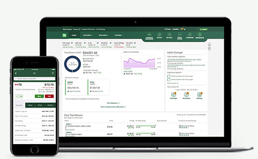 TD Direct Investing Desktop Interface