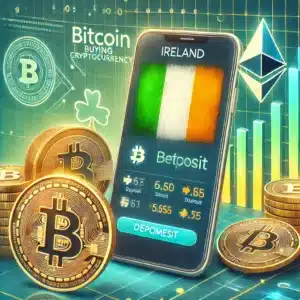 An SEO-optimized digital artwork representing a beginner’s guide to buying cryptocurrency in Ireland for 2025. The image features an Irish flag subtly