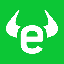 eToro logo against a green background