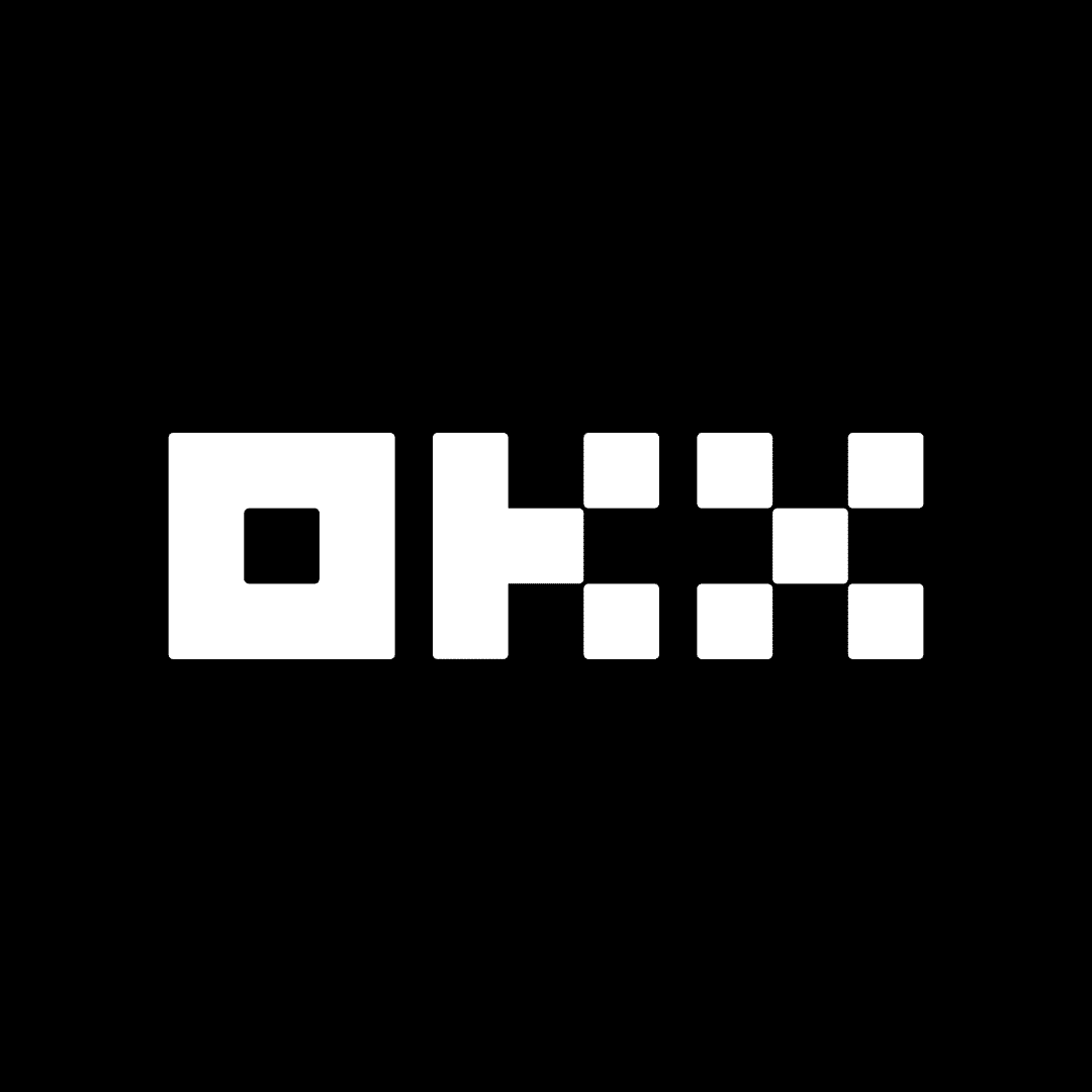okx featuring brand name in unique font in white on a black background