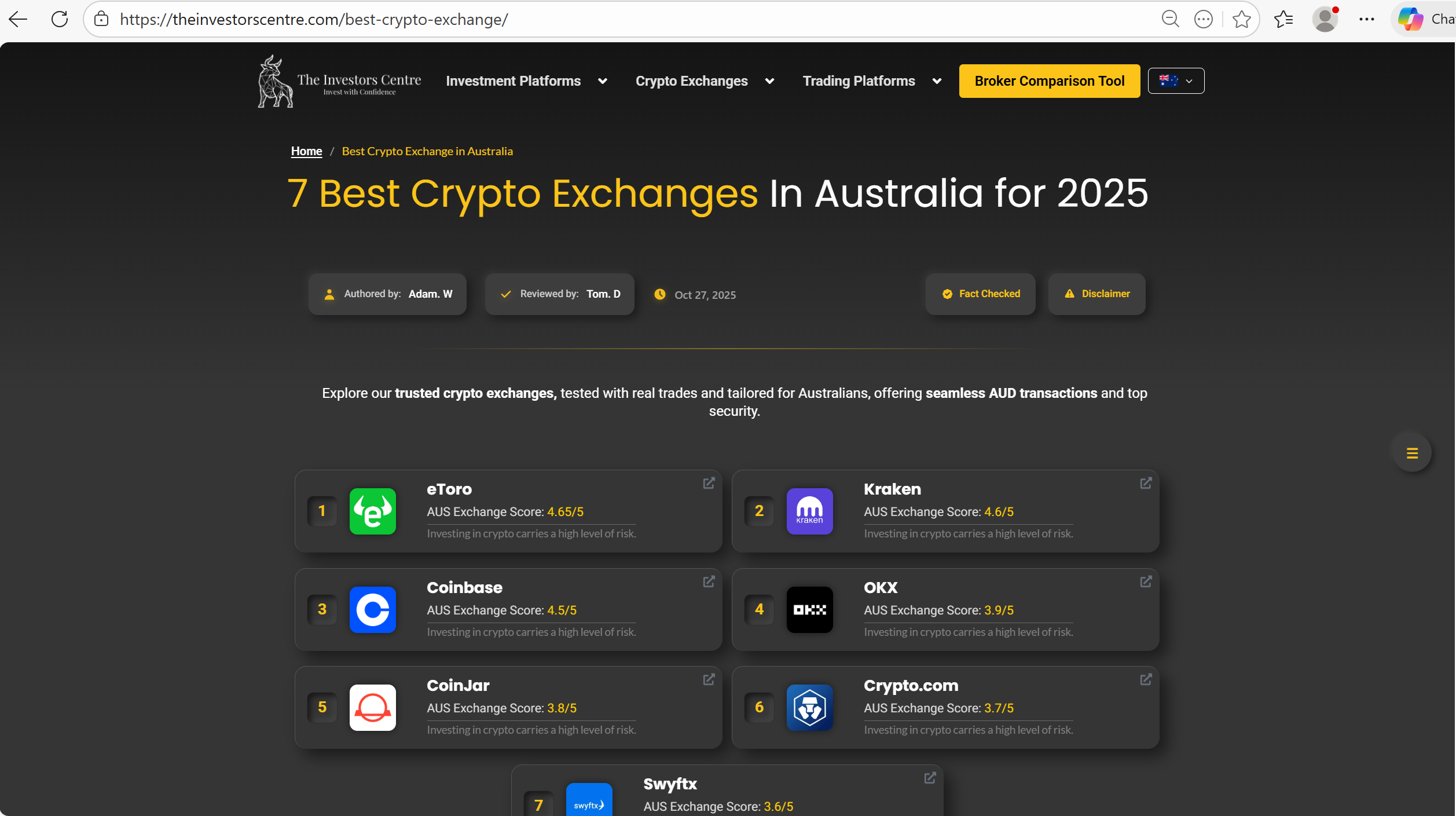 Comparison of best crypto exchanges in Australia for buying XRP