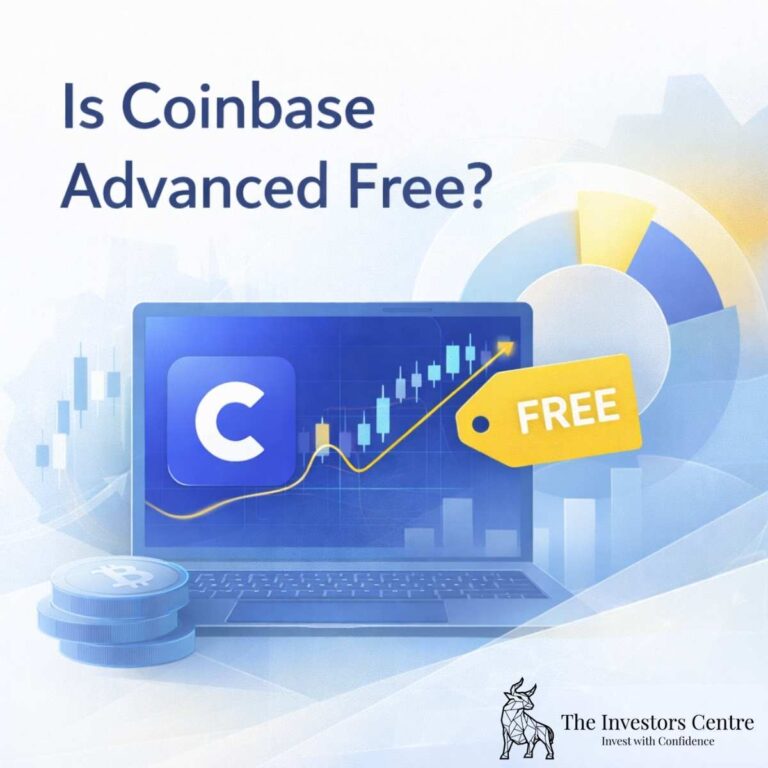 Abstract illustration explaining whether Coinbase Advanced is free, showing a trading interface, price charts, and a free pricing tag.