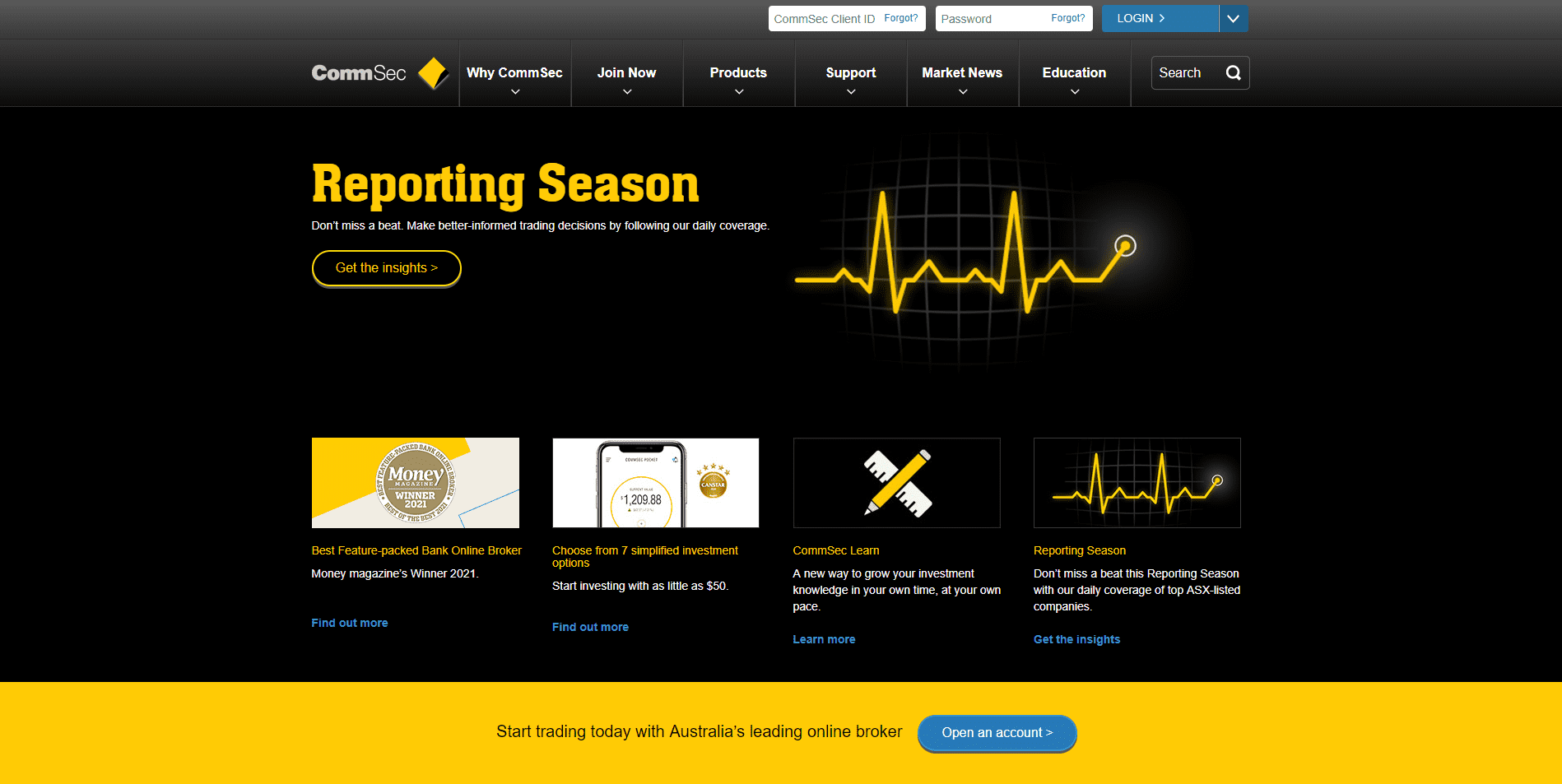 CommSec Pocket app showing ETF investment selection interface