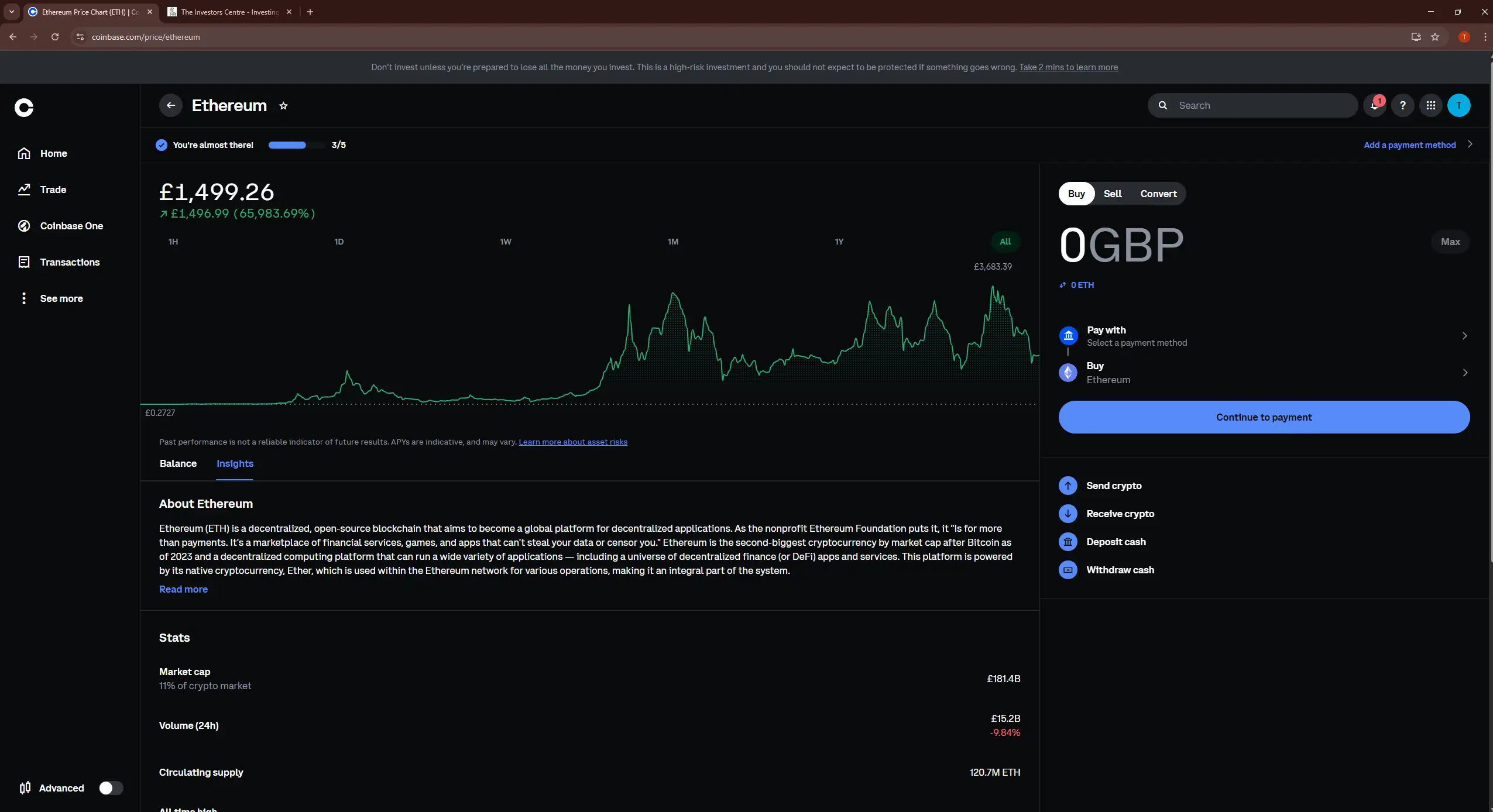 Coinbase Help Center homepage showing educational resources and search bar