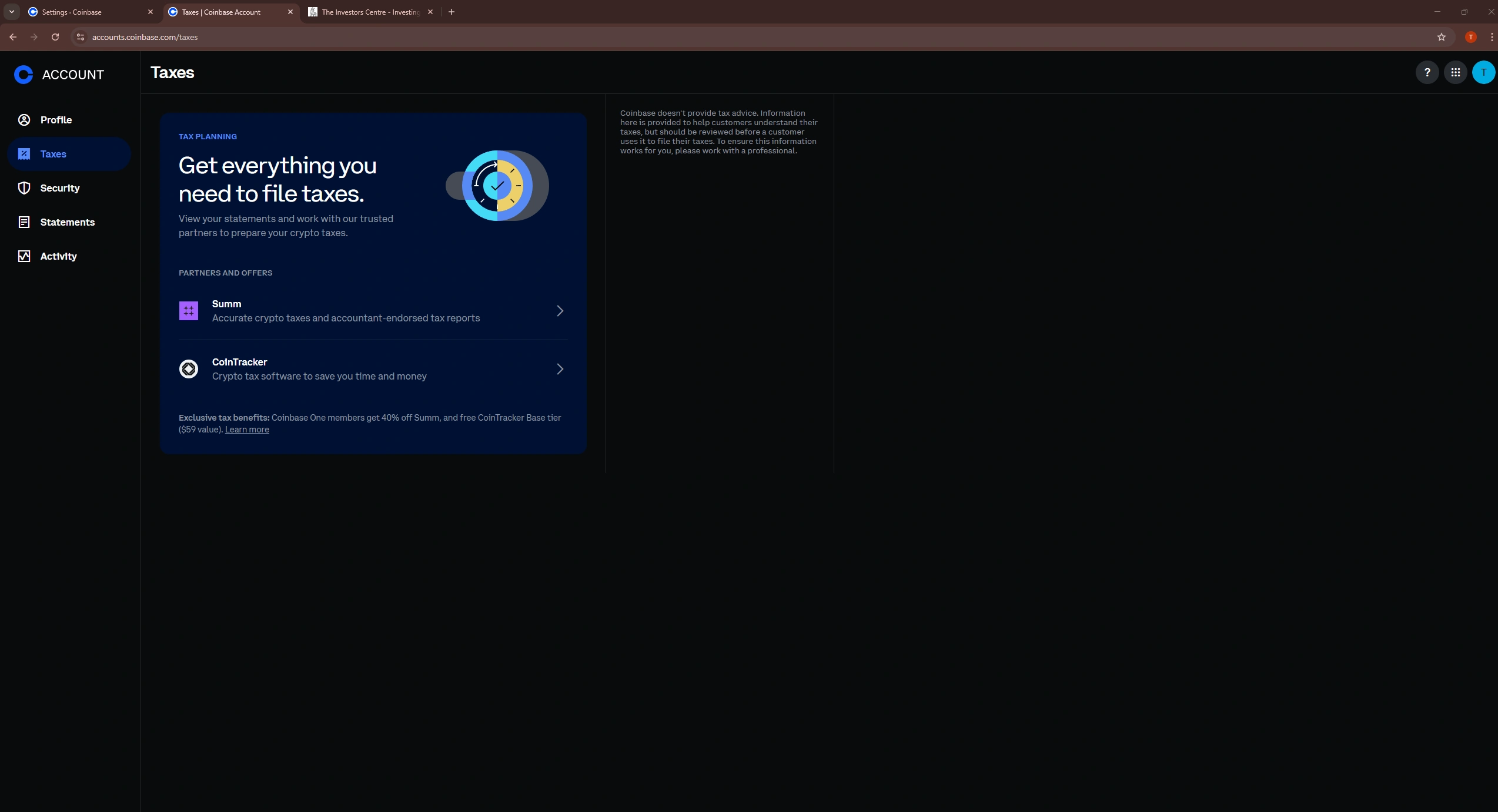 Coinbase tax reporting interface showing transaction history and tax documentation tools for Australian compliance