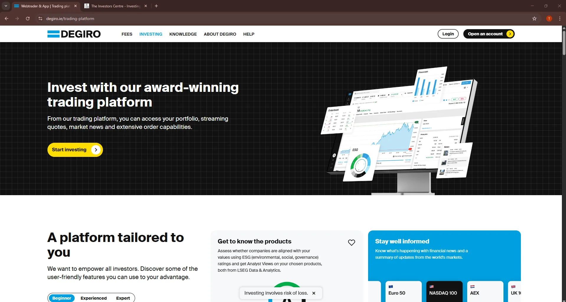 DEGIRO Desktop Interface