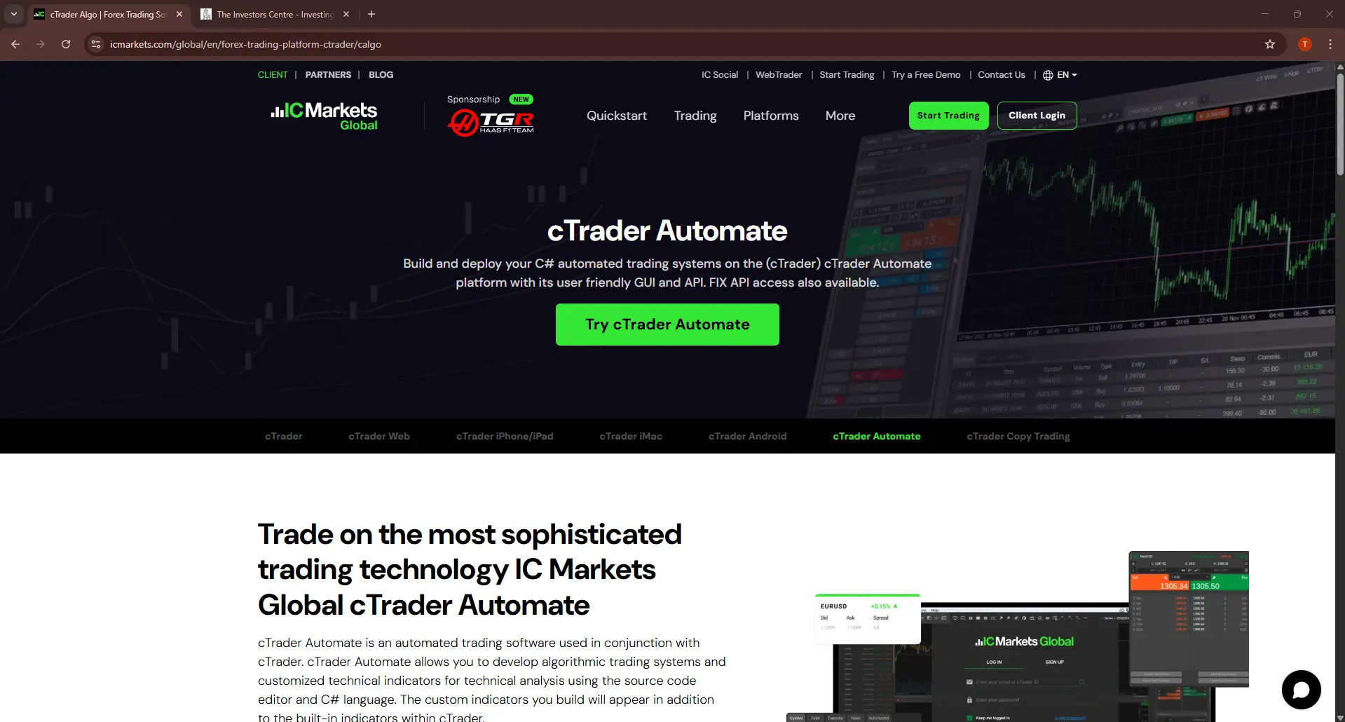 IC Markets Desktop Interface