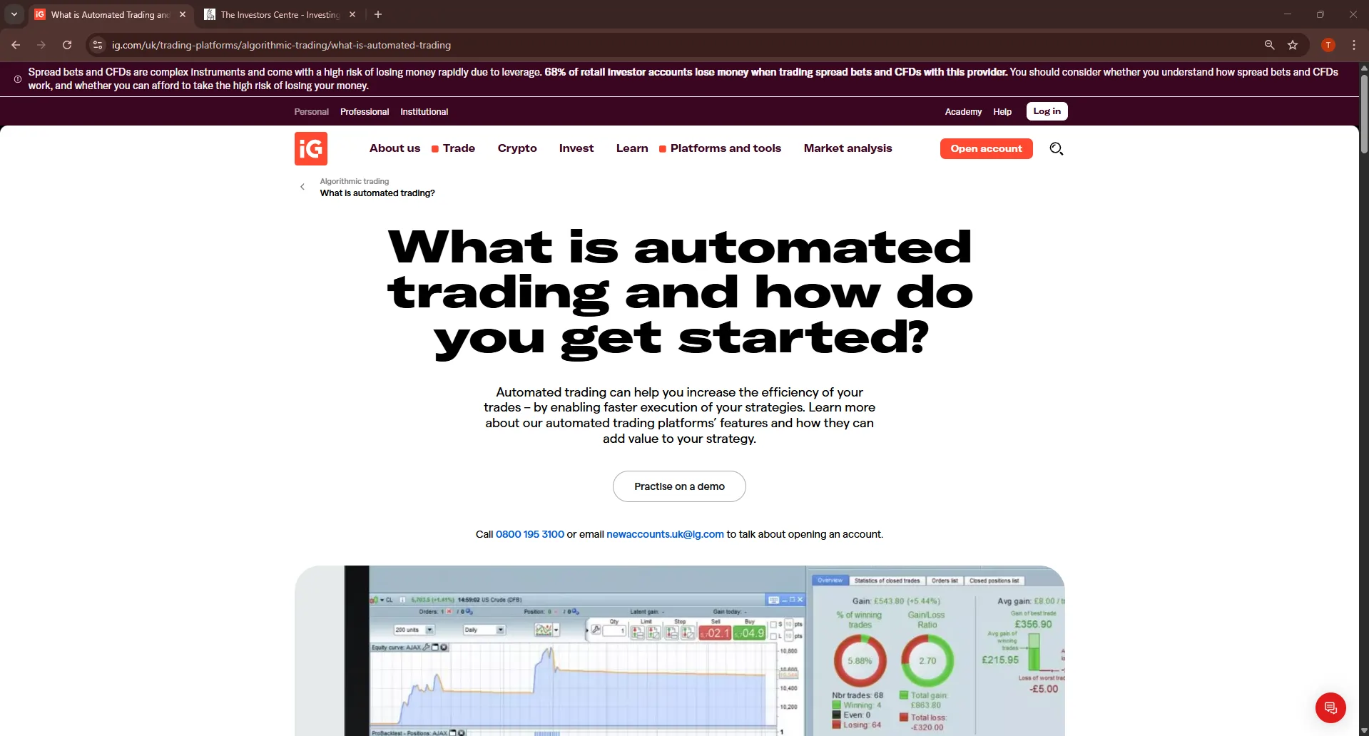 IG Australia Desktop Interface