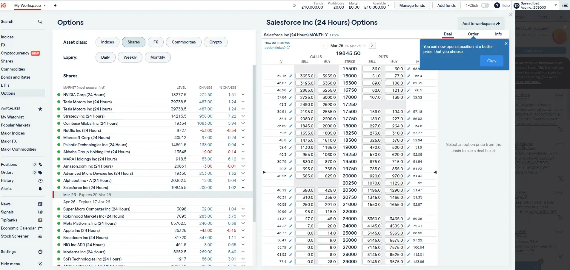 IG Australia Desktop Interface
