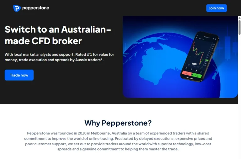 Pepperstone Australia homepage, the ASIC-regulated CFD broker whose statements form the record base for tax time