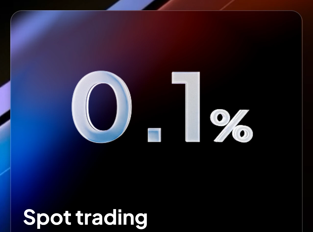 Spot trading card on Pepperstone Crypto's fees page, showing its flat 0.1% trading fee as a large figure above the Spot trading heading